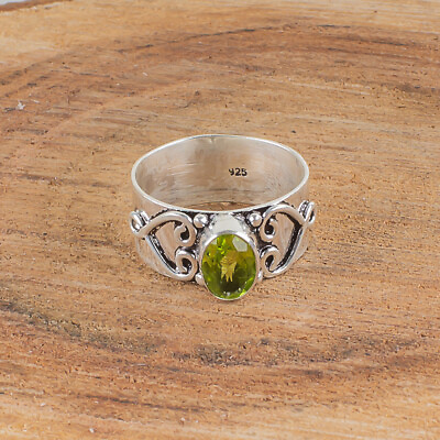 #ad Natural Peridot Gemstone Women#x27;s RING 925 Sterling Silver Superb Gift $18.49