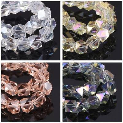 #ad 30pcs 8x5.5mm Faceted Cut Crystal Glass Loose Spacer Beads Lots For Jewelry DIY $2.55