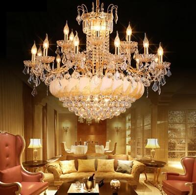 #ad LED crystal living room chandelier golden villa hall restaurant lamp light $417.41