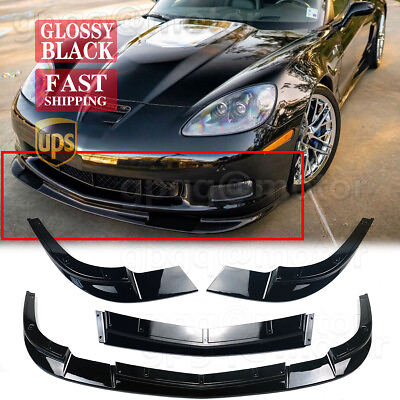 #ad For Corvette C6 Z06 2005 2013 ZR1 Style Glossy Black Front Bumper Splitter Lip $102.99