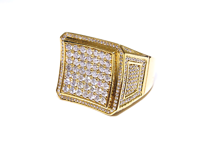 #ad Mens 14k Yellow Gold 3.00ct White Diamond Round Cut Prong Set Stunning Ring $2500.00