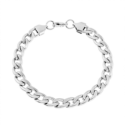 #ad Stainless Steel Silver Cuban Curb Link Chain Bracelet Mens 8.5quot; $8.99