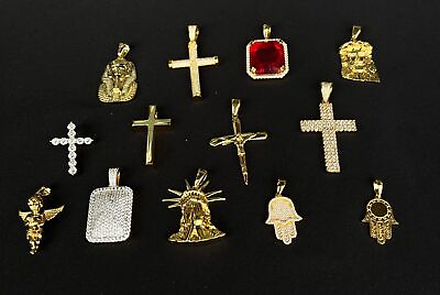 #ad 18K GOLD FILLED PENDANT GOLD With Lab VVS SELECT VARIOUS STYLES $18.62