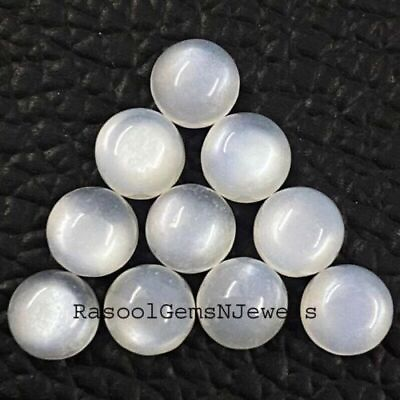 #ad 8x8 mm Round Natural White Moonstone Cabochon Loose Gemstone Lot Jewelry Making $8.00