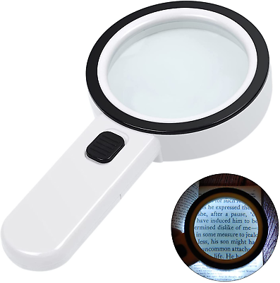 #ad Magnifying Glass with Light 30X Handheld Large Magnifying Glass 12 LED Illumina $17.53
