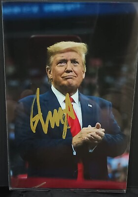 #ad Donald Trump Autograph signed in person 4x6quot; framed Signed in gold marker $200.00