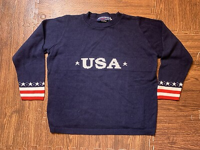 #ad Vintage Americas Sweater sport USA pullover knit navy 4th of July USA made knit $14.07