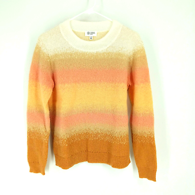 #ad Candace Cameron Bure Sunburst Ombre Crew Neck Sweater Natural Stripe Size XS $21.60
