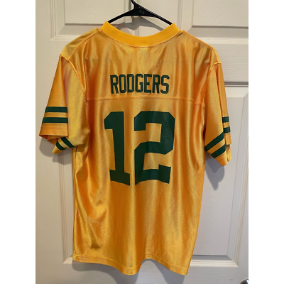 #ad Aaron Rodgers Green Bay Packers Team Apparel Boys Jersey Gold Logo NFL XL $29.99