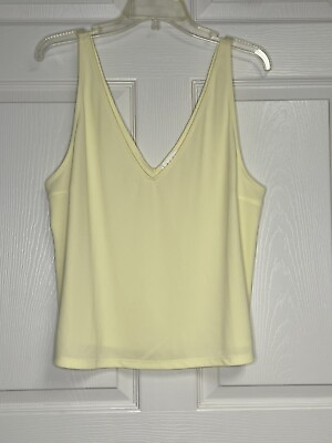 #ad Leith Women Yellow Sleeveless Blouse Tank Flaw $14.25