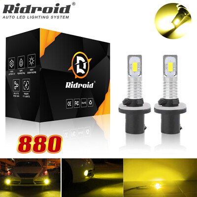 #ad 2pcs 880 899 LED Fog Light DRL Bulbs 80W 8000LM High Power 3000K Golden Yellow $11.99