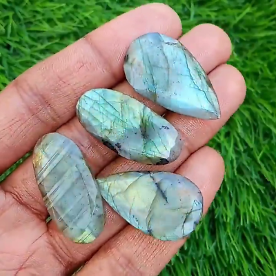 #ad 4 Piece Top Quality Natural Multi Labradorite Faceted Cut Gemstone 28 39mm Lot $22.04