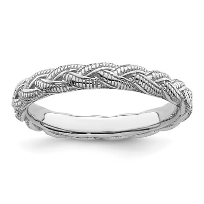#ad 925 Sterling Silver Twisted Stackable Woven Crisscross Band Statement Ring $82.00