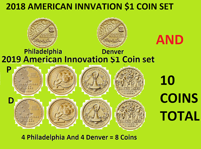 #ad 2018 amp; 2019 P amp; D American Innovation Dollar Complete Uncirculated 10 Coin Set $19.99