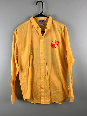 #ad Vintage 80’s Ocean Pacific Long Sleeve Button Up Shirt SM Yellow Hawaiian Surf $36.99