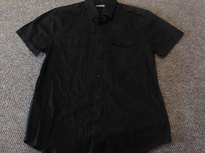 #ad Express Mens Shirt Large Black Fitted Button up $20.00