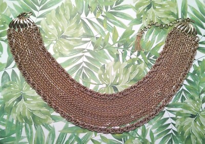 #ad Breathtaking Very Vintage MONET Multi 17 Strand Gold Tone Necklace Pre owned $165.00