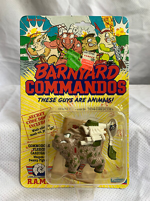 #ad 1989 Playmates Barnyard Commandos COMMODORE FLEECE CARDIGAN Figure in Blister $39.95