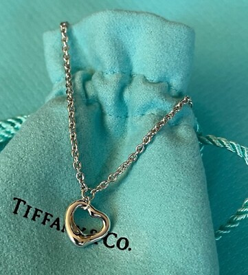 #ad Tiffany amp; Co. Elsa Peretti Sterling Open Heart Charm Bracelet 7” $180.00