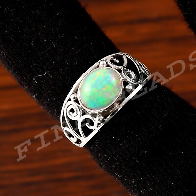 #ad Ethiopian Opal Ring 925 Sterling Silver Opal Jewelry Ring Boho Silver Rg 110 $32.31