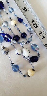 #ad Custom Jewelry Necklace multicolor blue triple strand $10.75