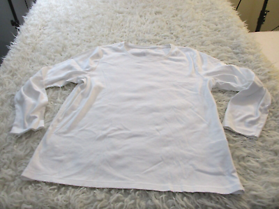 #ad Chicos Shirt Womens 3 White Long Sleeve Crew Neck Blouse Cotton Minimialist $3.00