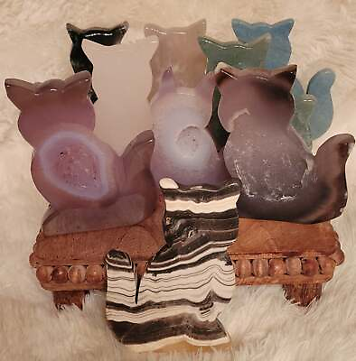 #ad Cat Kitten shape Slabs Crystal Carvings Gorgeous Different Materials $20.99