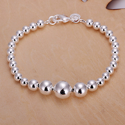 #ad Women 925 Sterling Silver Bracelet Hollow Beads Balls 8 Inches 12MM Lobster L47 $8.99