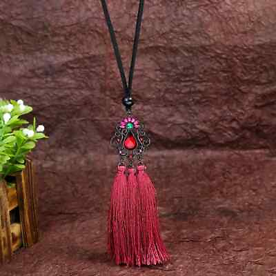 #ad 30 32quot; Sweater Faux Leather Necklace With 4quot; Pendant Tassel New Free Ship 9141 $9.92
