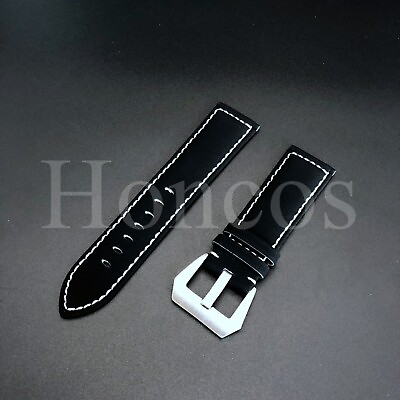 #ad Mens Frosted cow hide Leather Watch Band Strap 18mm 20mm 22mm 24mm Black White $13.99