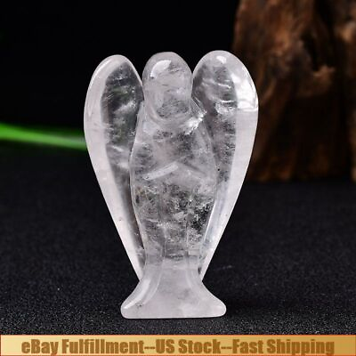 #ad Natural Clear Quartz Crystal Gemstone Angel Energy Carved Healing Rock Decor US $8.35