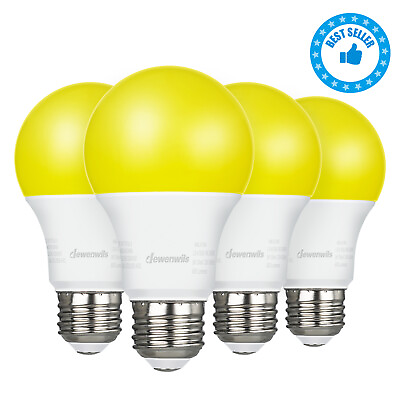#ad DEWENWILS LED Bug Light Bulbs Outdoor 4 Pack A19 Yellow Light Bulb 600LM E26 $12.99