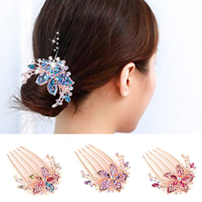 #ad Hair Accessories Bridal Pins Clips Diamante Crystal Wedding Rhinestone Hair Comb $6.35