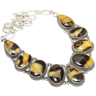 #ad Septarian Stone Gemstone Handmade Ethnic 925 Silver Necklace 18quot; $63.00