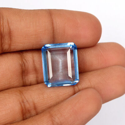 #ad Blue Topaz Emerald Cut Brazilian Gemstone Faceted Topaz 18.15 Ct. Translucent $11.99