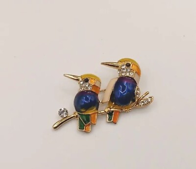 #ad New Betsey Johnson Rhinestone Colorful Birds Pin Brooch $9.74