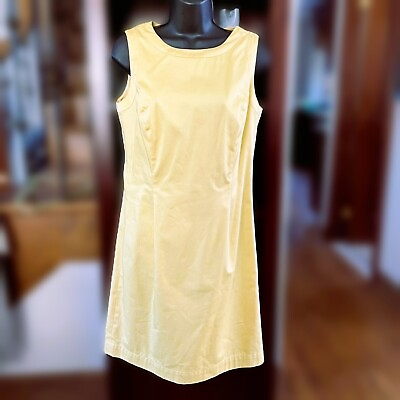 #ad #ad Brooks Brothers 346 Womens Sz 6 Yellow Sleeveless Sheath Boat Neck Casual Dress $25.00