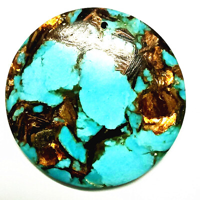#ad Turquoise amp; Gold Copper Bornite Stone Pendant Bead Jewelry 40*40*6mm $5.45