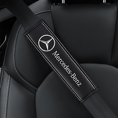 #ad 2pcs New Car Seat Belt Genuine Leather Shoulder Guard Cushion For Mercedes Benz $18.99