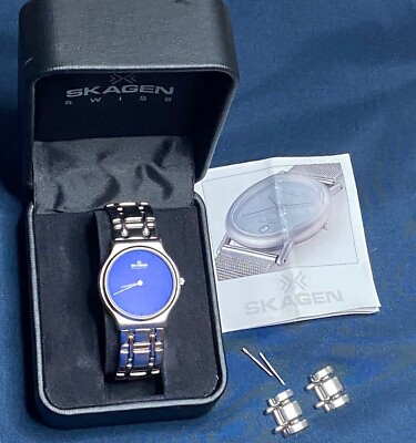 #ad Skagen 32LSXN Quartz Watch Blue Face and Stainless Unisex $70.00