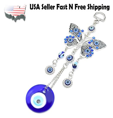#ad Turkish Blue Evil Eye Nazar Butterfly Amulet Car Charm Hanging Decor Ornament $9.99