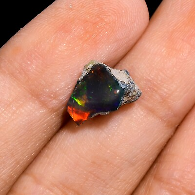 #ad Ethiopian opal rough natural opal raw black fire opal loose gemstone 2.70 Ct. $13.50