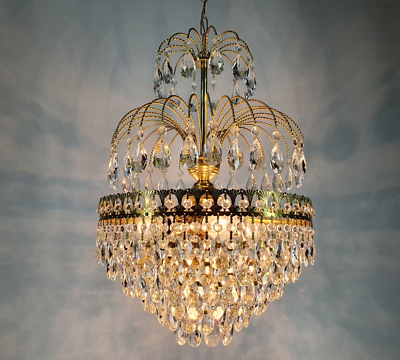 #ad Antique French Chandelier 16quot; chandelier lighting Vintage crystal Chandelier $489.00
