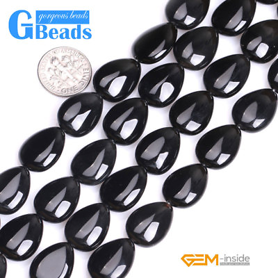 #ad Natural Black Onyx Agate Teardrop Beads For Jewelry Making Free Shipping 15quot; $22.69