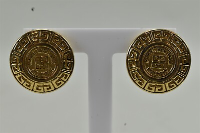 #ad Vintage Givenchy Gold Logo Medallion Earrings Pierced $199.99