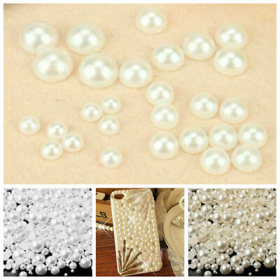 #ad 1000Pcs Mixed Size Half Round Faux Pearls Flatback Resin Nail Abs Art Craft DIY $3.25