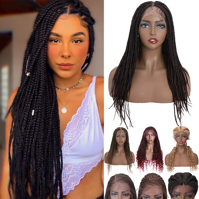 #ad Best Long Box Braided Wigs Synthetic Lace Front Wig Wig Heat Temperature Wigs $131.66