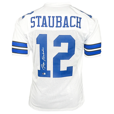 #ad Roger Staubach Signed Dallas White Football Jersey Beckett $252.95