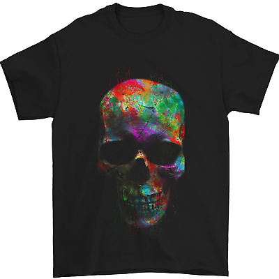 #ad Radiantly Coloured Skull Mens T Shirt 100% Cotton GBP 8.49