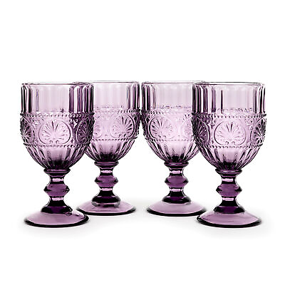 #ad American Atelier Vintage Wine Glasses Set of 4 12 Ounce Capacity Purple $27.69